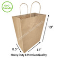 Eco-Friendly & Heavy Duty Kraft Twisted Handle Paper Bags (110 GSM) 13''x8.5''x13'' As Shopping Bags, Takeout Bags (250 PCS)