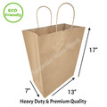 Eco-Friendly & Heavy Duty Kraft Twisted Handle Paper Bags (110 GSM) 13''x7''x17'' As Shopping Bags, Takeout Bags (750 PCS)