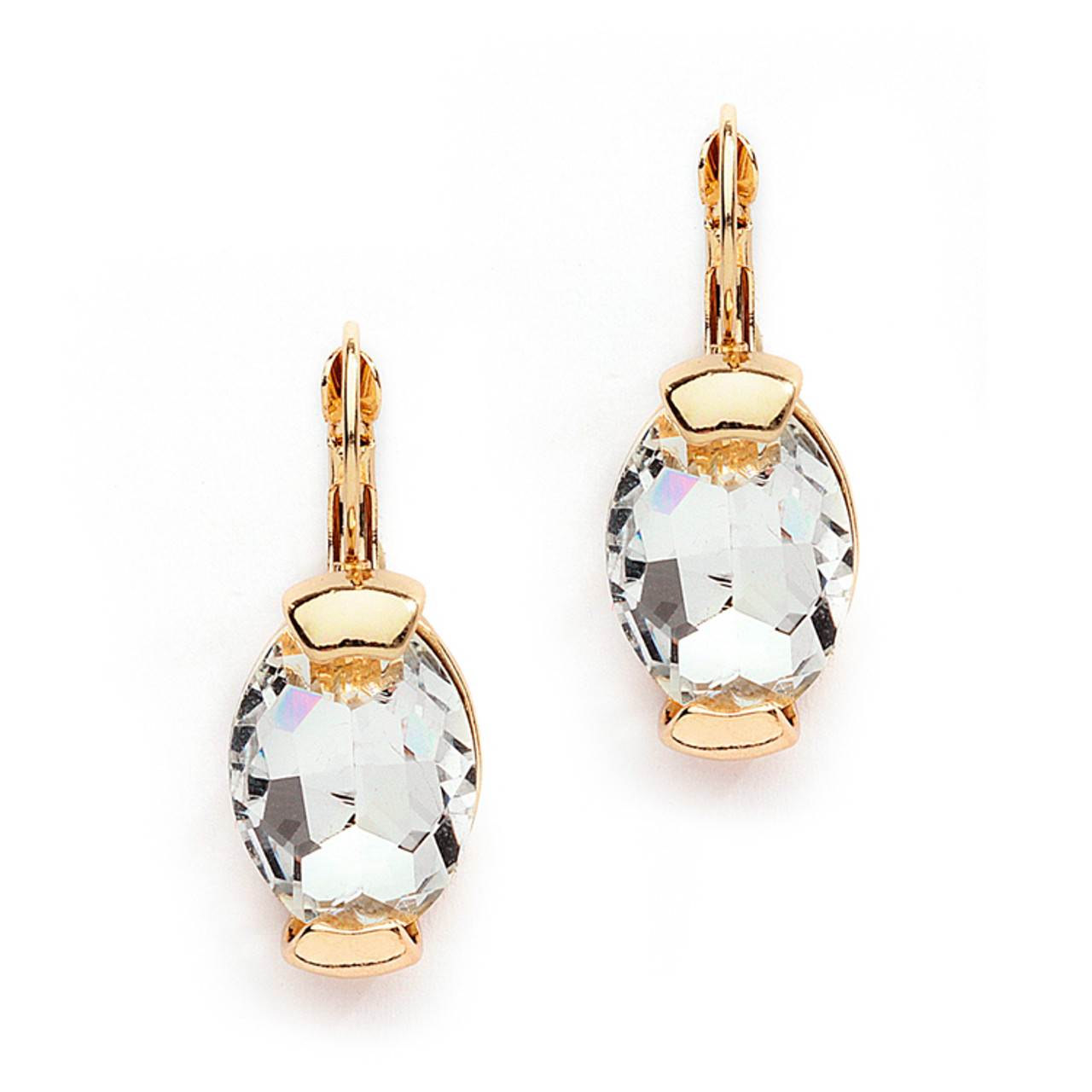 Mariell Gold Clear Crystal Oval Drop Bling Earrings in Gold 4117E-CR-G