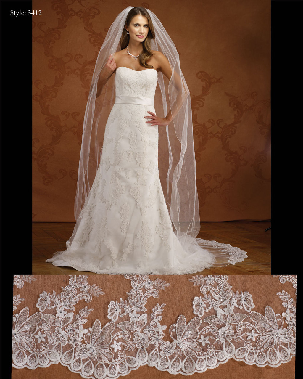 Butterfly Wedding Veil  Ivory Veil Cathedral Length