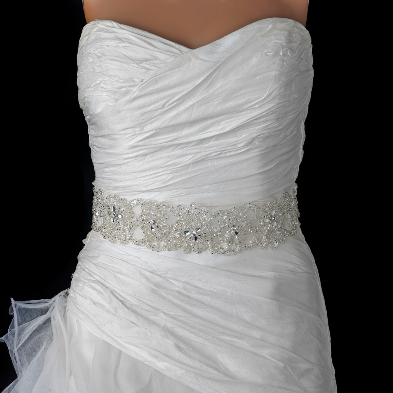 Classic Golden Slimming Girdle Imitation Pearl Rhinestone Flower Waist Band  Elegant Bridal Wedding Dress Belt Accessories