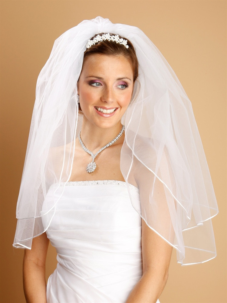 Mariell Bridals Veils 226V - Two Tier Wedding Veils with Rounded