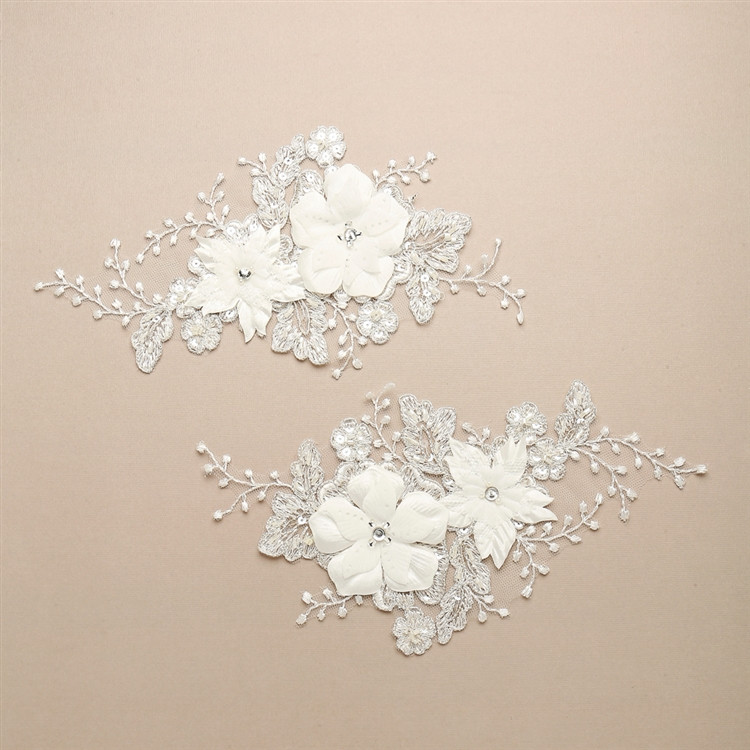 Mariell Luxurious Embroidered Ivory Bridal Lace Applique with Dimensional Flowers
4403LA-I
