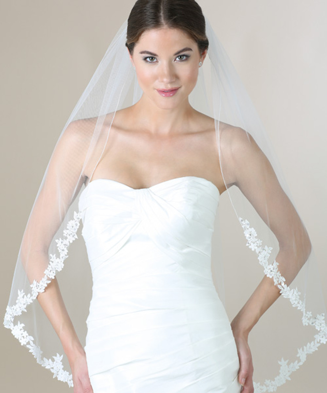 Bernadette (Accessory - Fingertip Veil) Bernadette Lace Fingertip Bridal  Veil