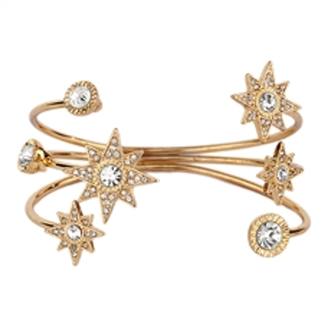 Celestial Stars Bridal or Prom Crystal Cuff Bracelet in Gold-4346B-G