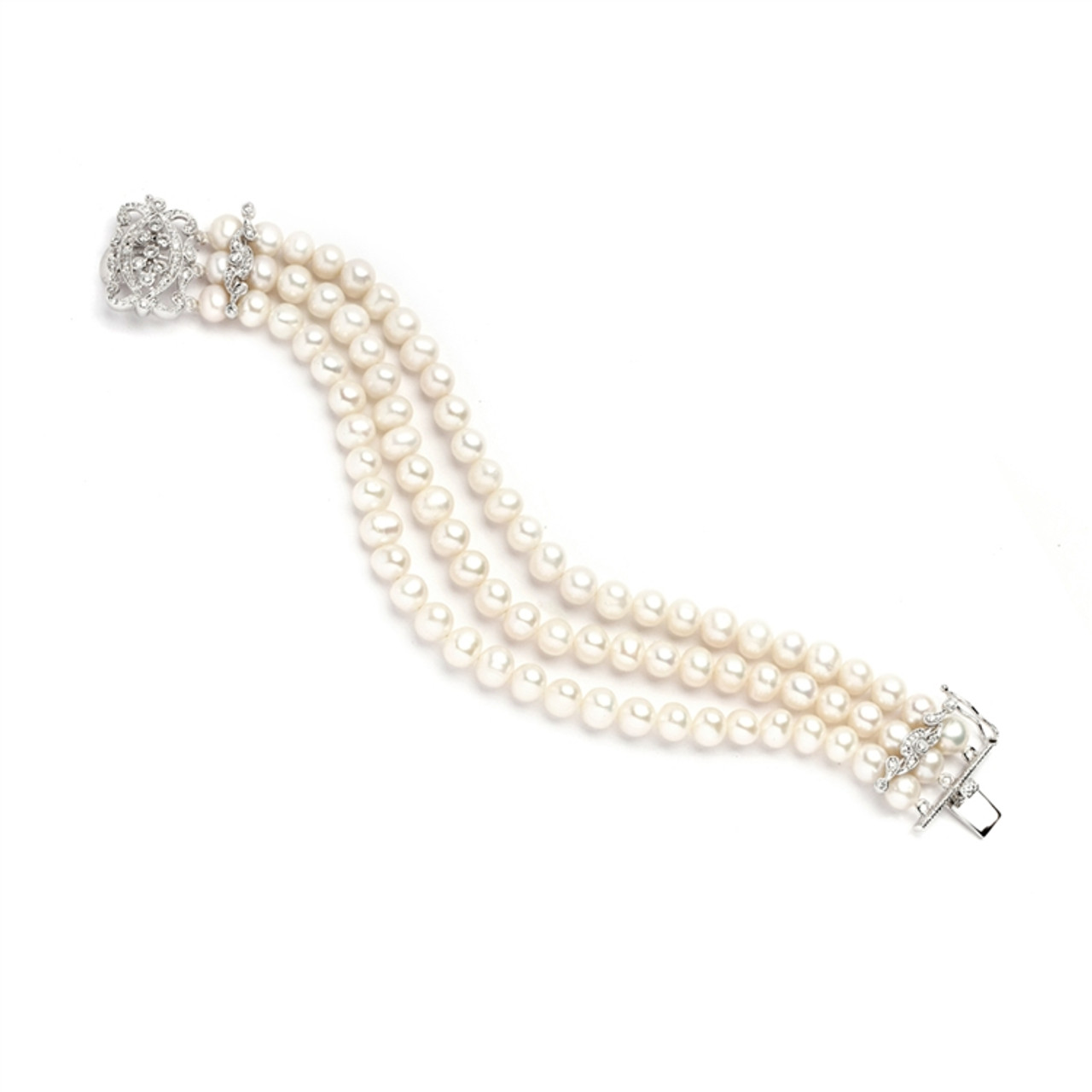 3 Strand Pearl Bracelet with Silver Clasp | Uwe Koetter