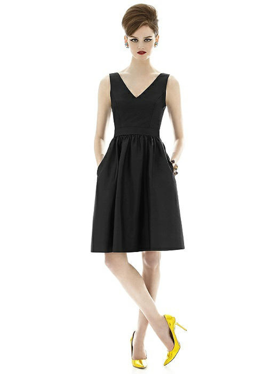 Quick Ship Alfred Sung Dress Style D640 - Black - Peau De Soie - In Stock  Dress