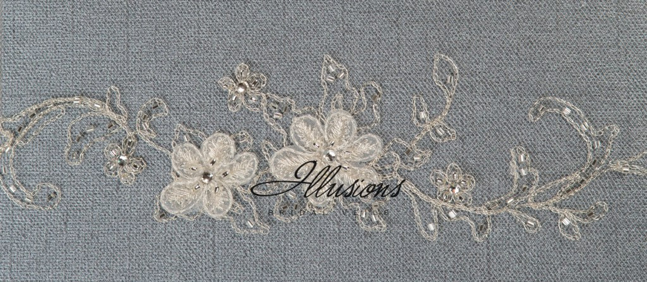Illusions Bridal Veils Style V-7057 - Silver appliques and floral and rhinestone accents