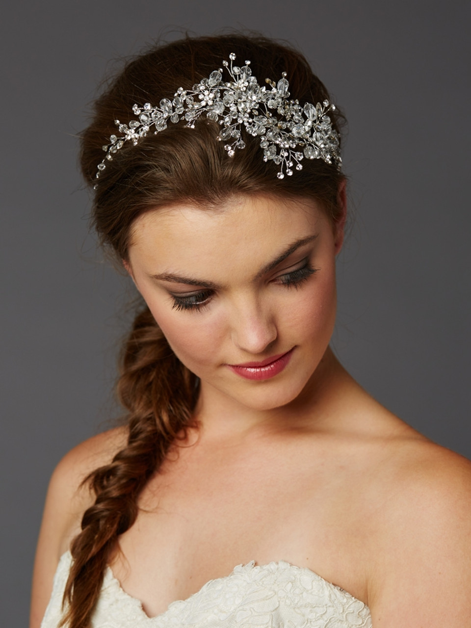 Crystal and Pearl Floral Vine Wedding Ribbon Headband