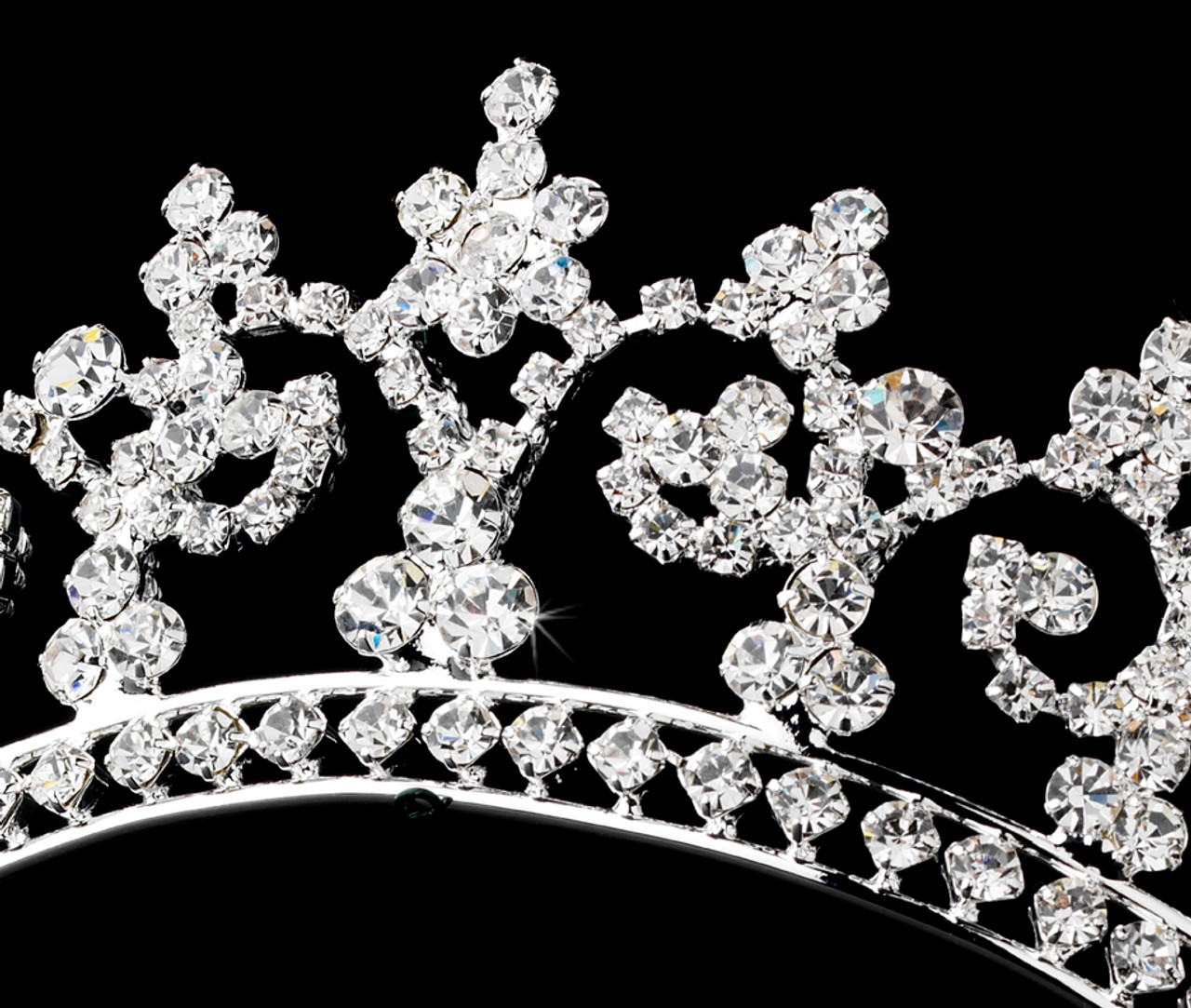 Royal Rhinestone Crown Tiara in Radiant Silver 167