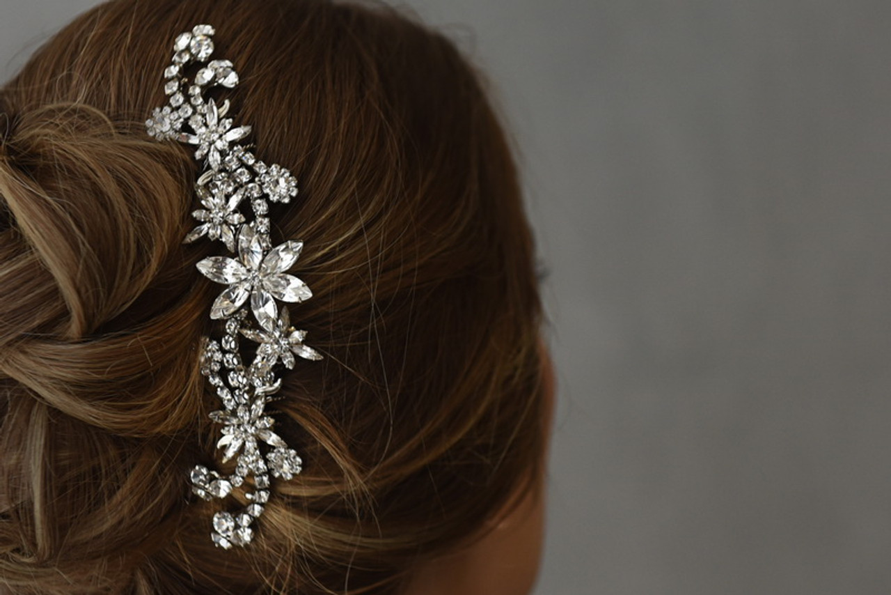 Erica Koesler Comb A-5585 - Pear Shaped Rhinestone Comb