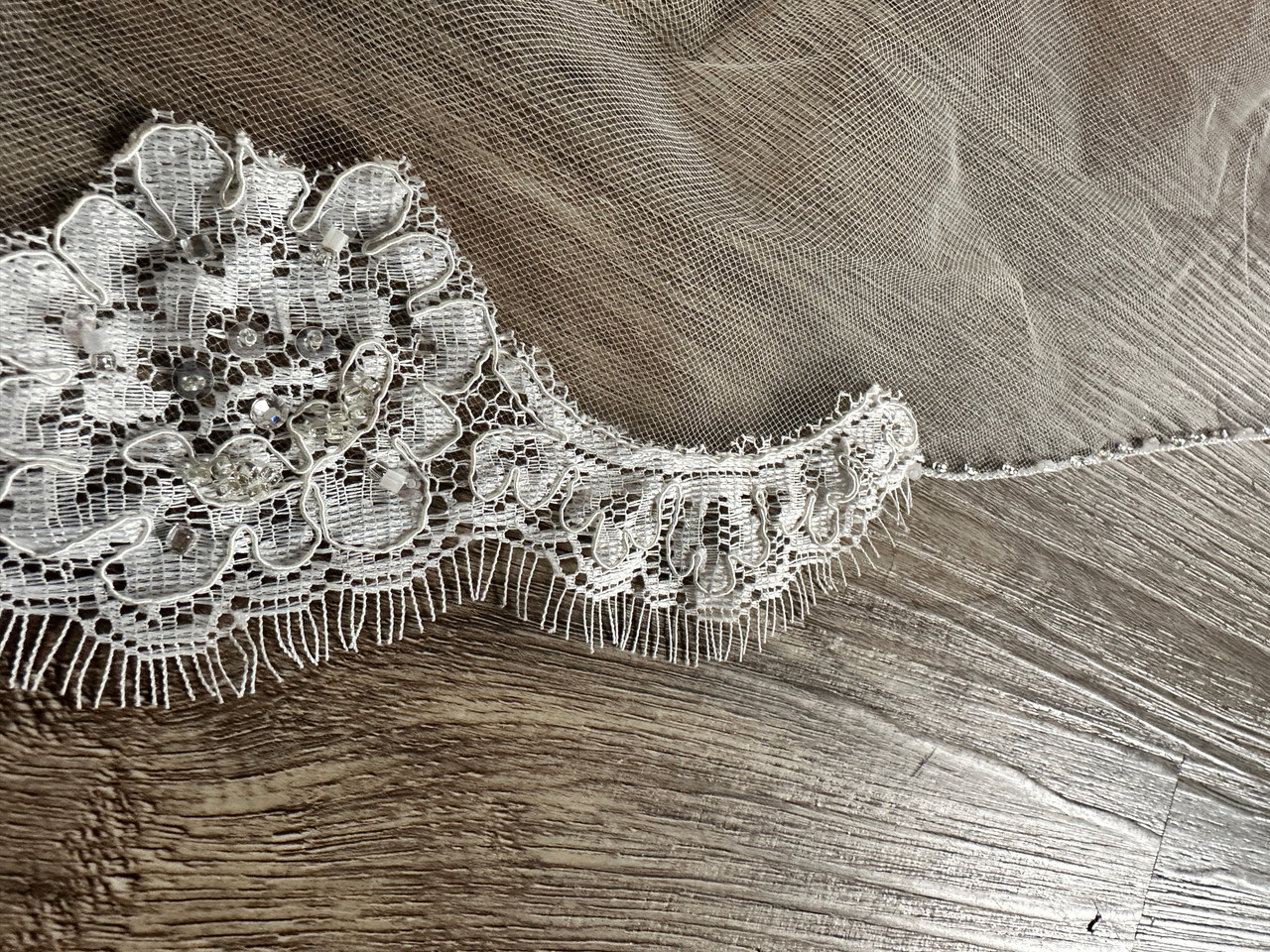 Elena Designs Wedding Veil Style E1170L - Beaded Lace Edge Veil - 120" x 71"