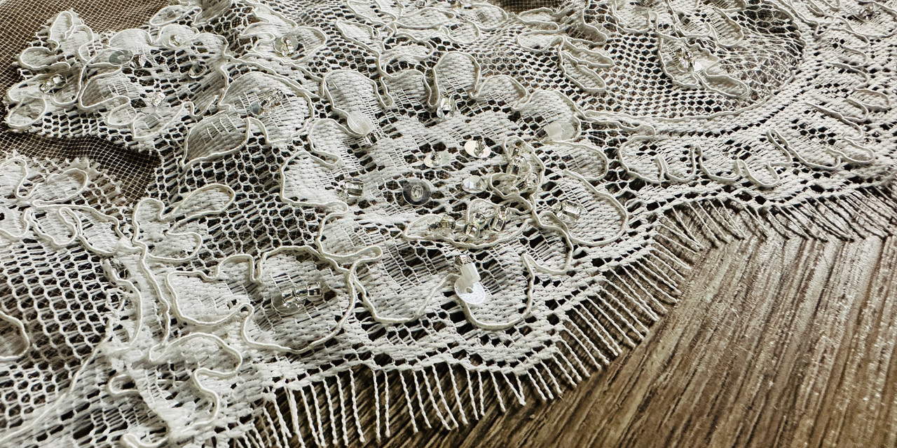 Elena Designs Wedding Veil Style E1170L - Beaded Lace Edge Veil - 120" x 71"