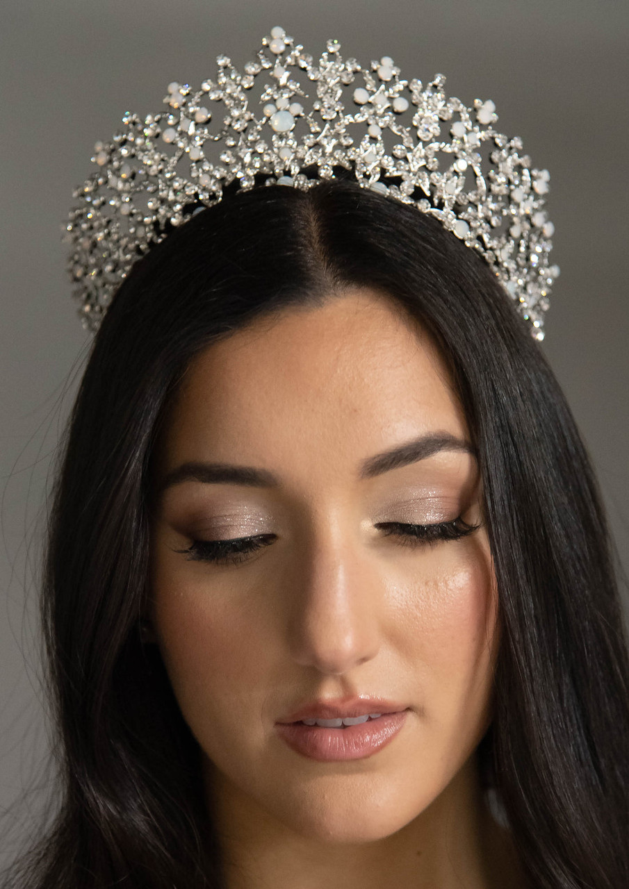 Elena Designs E850 - Crown - Silver/Opal