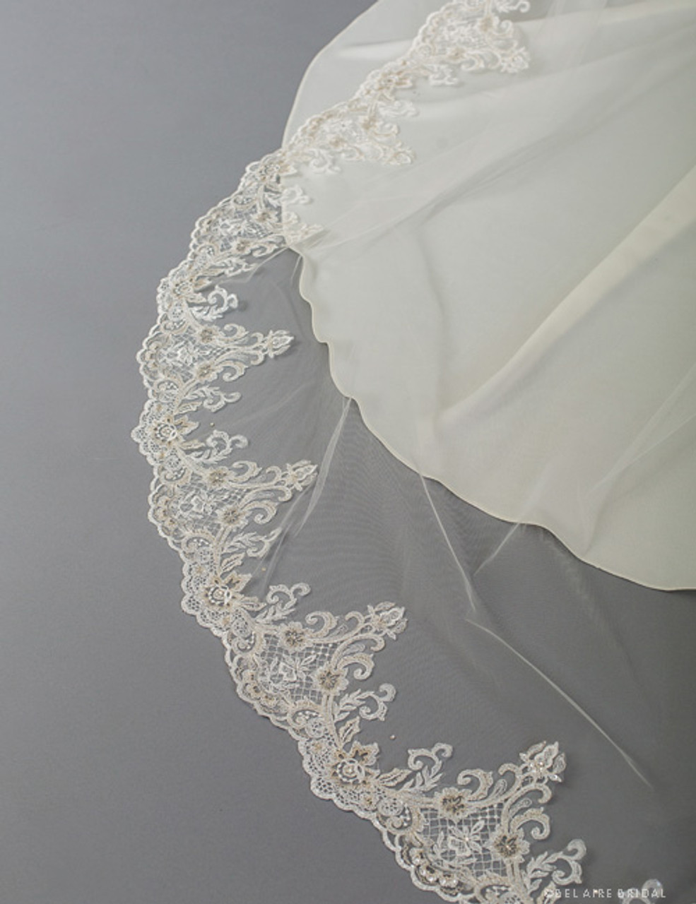 Bel Aire Wedding Veils V7402C - 1-tier cathedral veil with rolled edge ...