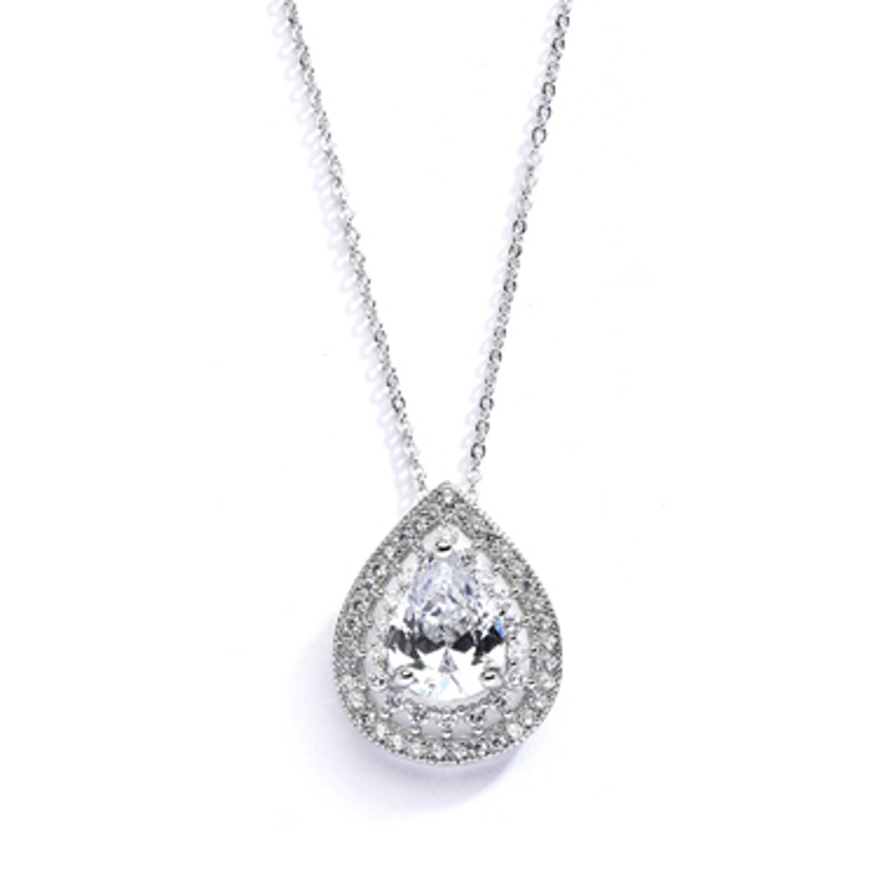 Mariells Designer Micro Pave Cubic Zirconia Bridal or Mother of the Bride Pendant 4076N