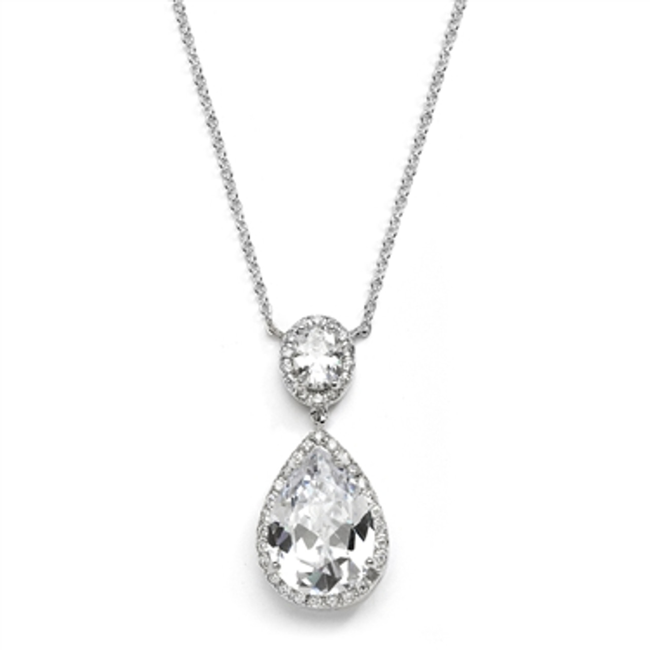 Mariells Couture Cubic Zirconia Pear-Shaped Bridal Necklace 2074N-S