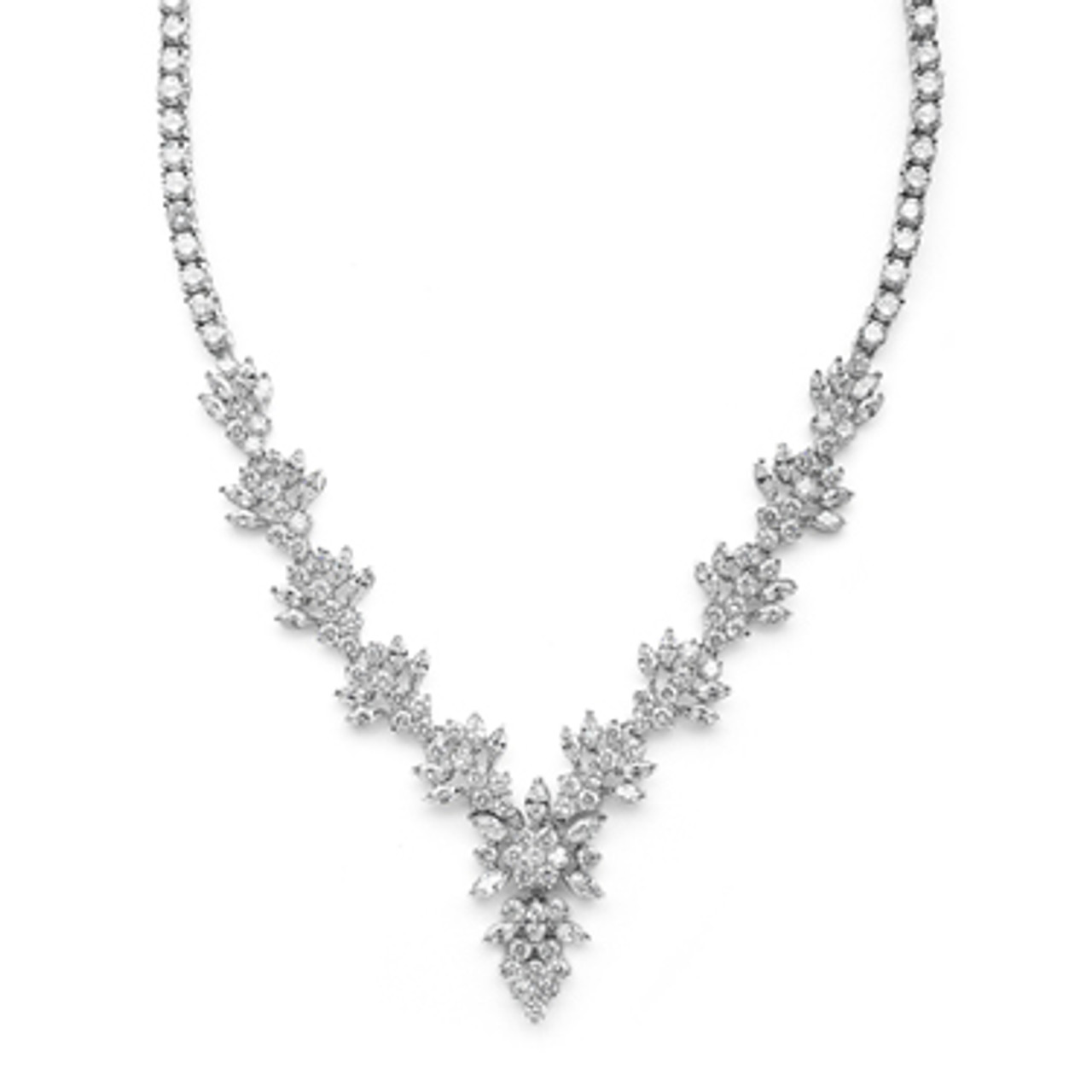 Mariells Top Selling Marquis CZ Cluster Wedding or Pageant Necklace 4239N