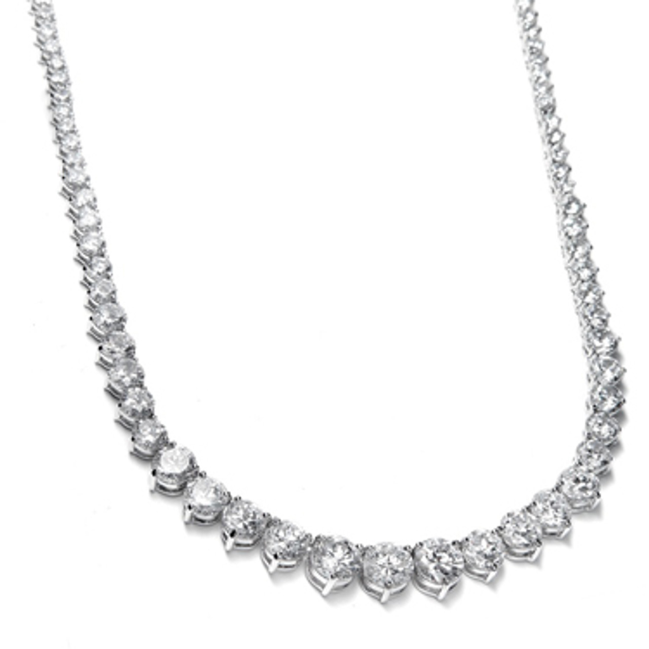 Graduating CZ Tennis Necklace in Sterling Silver