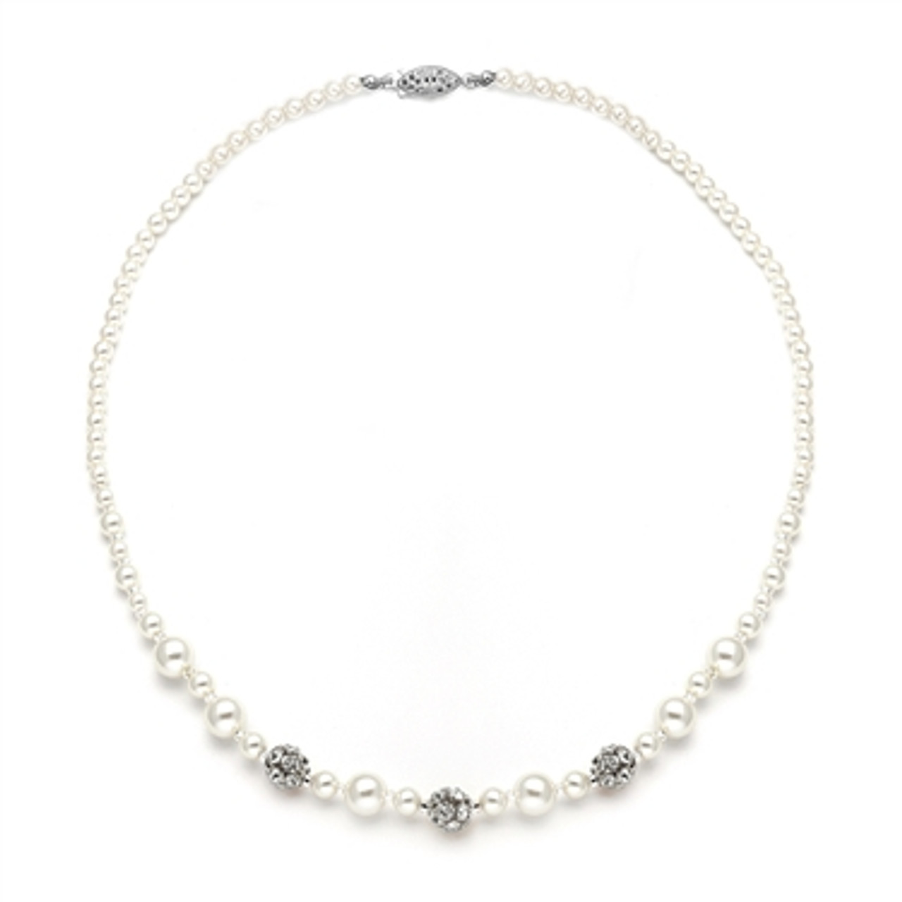 Mariells Best Selling Bridal Necklace with Pearls & Rhinestone Fireballs 1125N