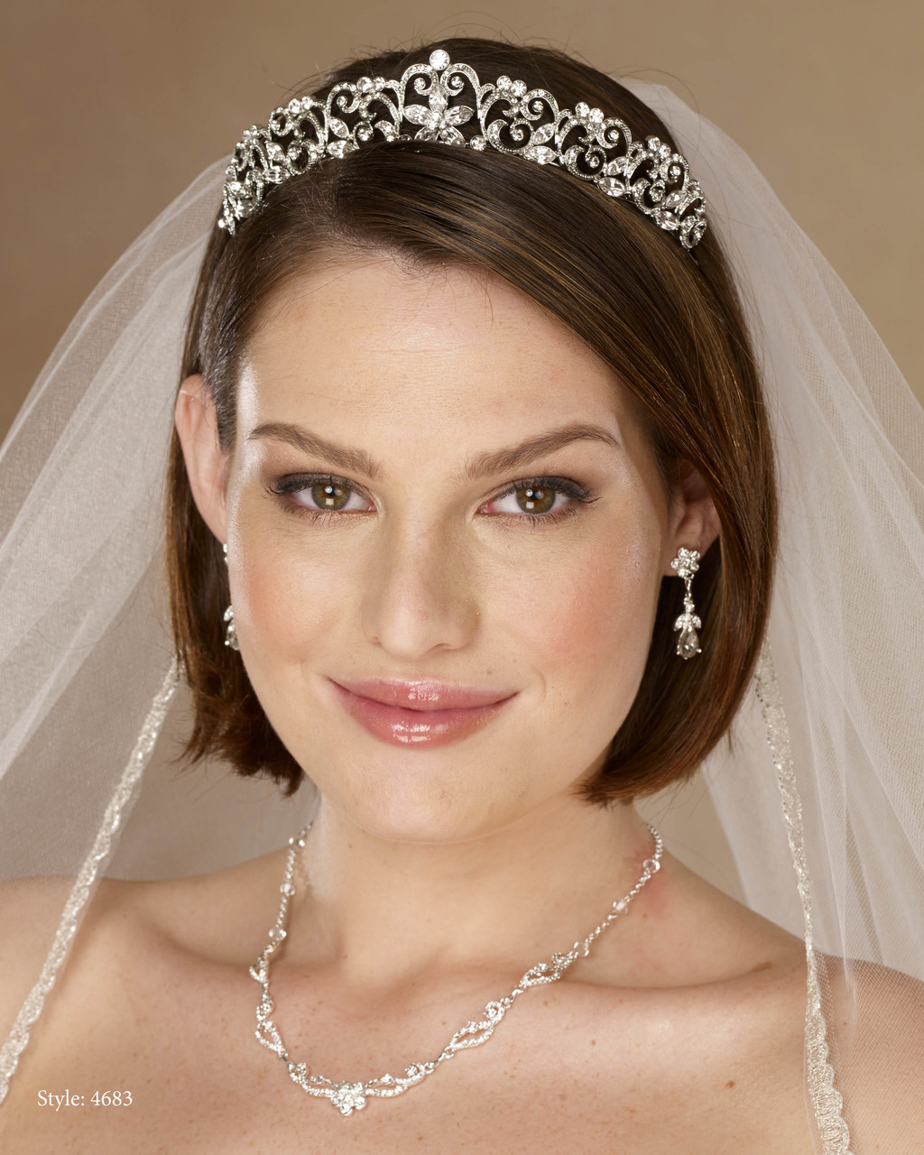 Marionat Bridal 4683 Rhodium rhinestone tiara - Le Crystal Collection