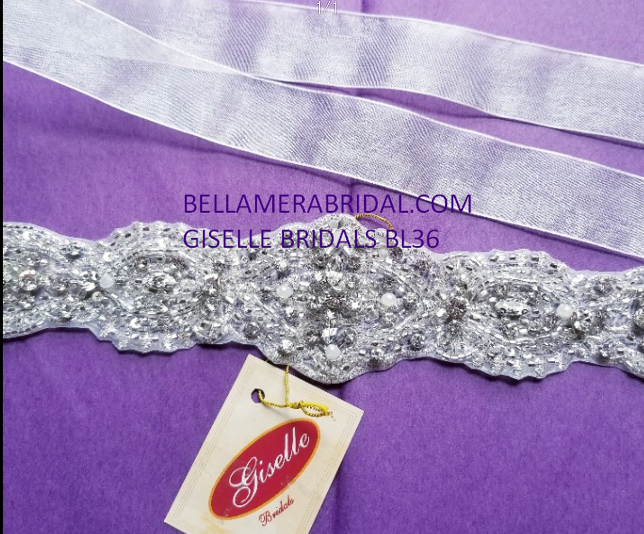Giselle Bridal Belt BL36 - Heavy Beaded Organza Belt 