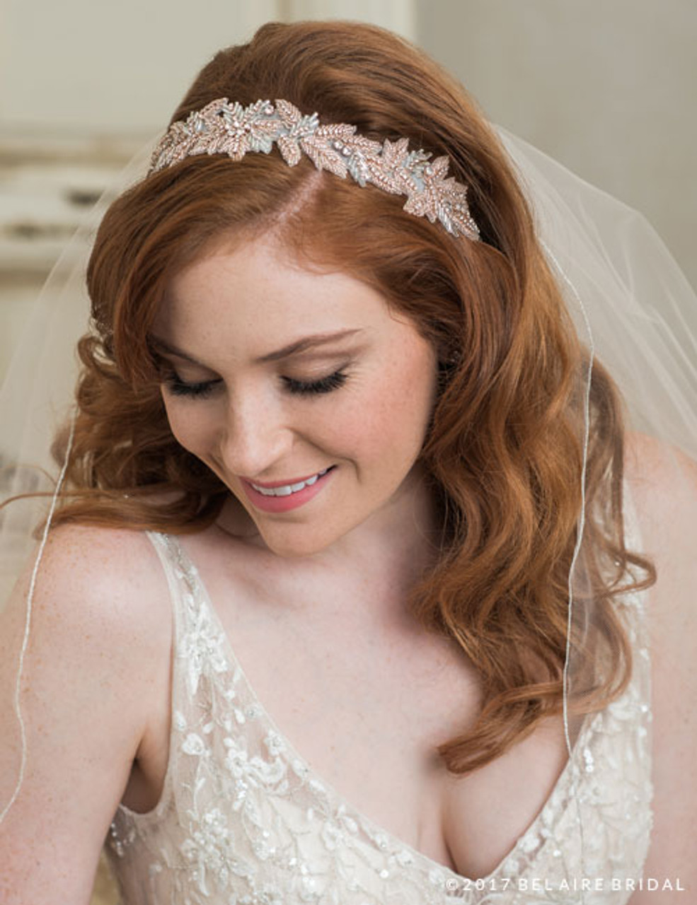 Be Something New Wedding Veil Tie Headband with Pearls and Flowers