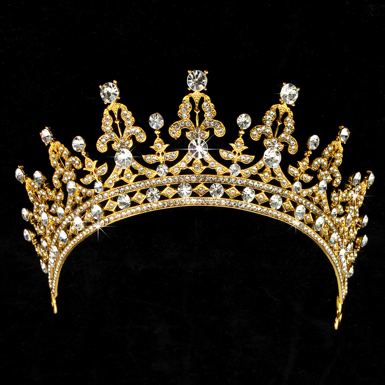 Noelle & Ava - Silver Queen Mary Rhinestone Tiara Crown with Pear ...