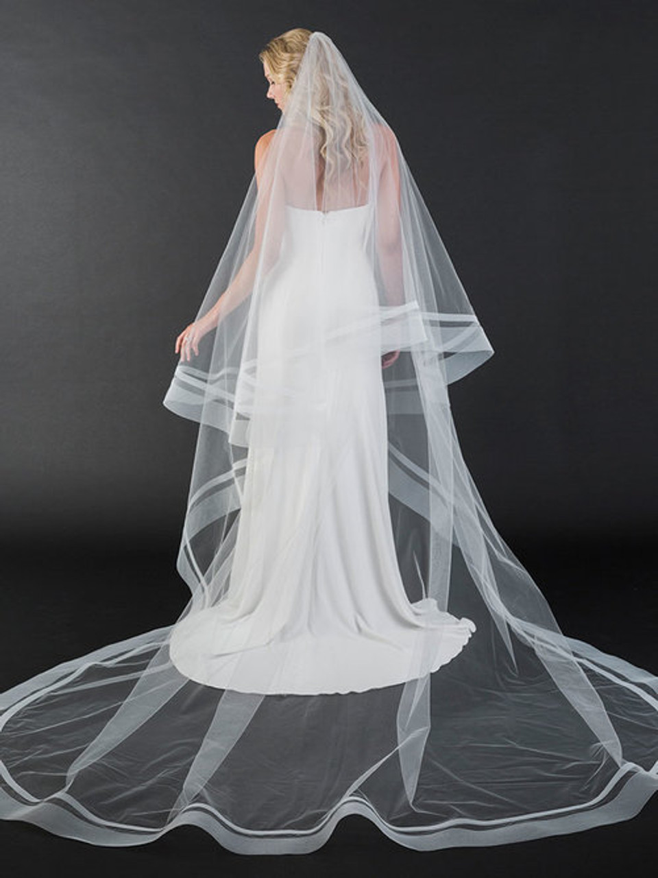 Bel Aire Wedding Veils V7442C -2-tier foldover cathedral