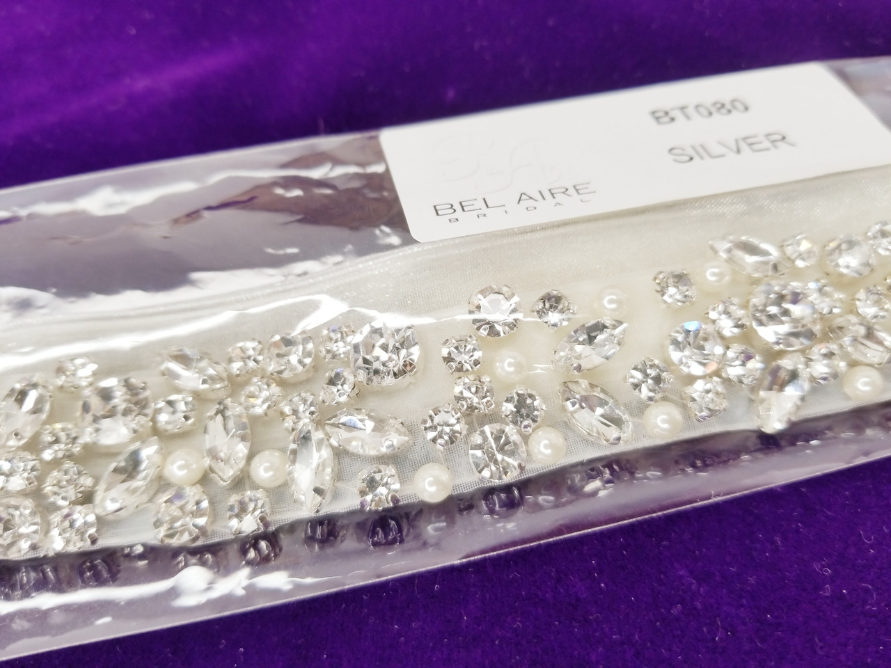 Bel Aire Bridal Belt BT080 - Rhinestone and Pearl Belt - Bridal Belts