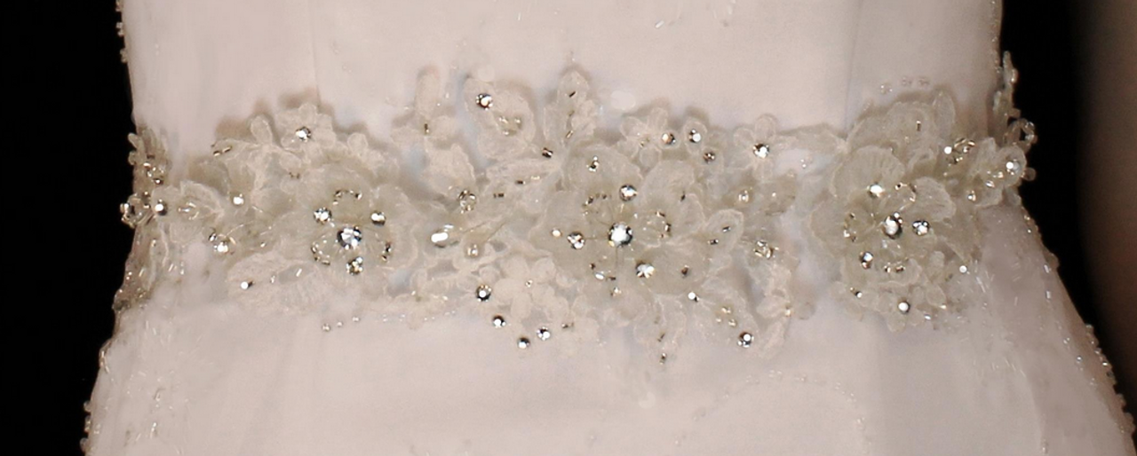 Noelle & Ava Collection - French Alecon lace embellished with hand twisted rhinestones,crystals,pearls,bugle beads and seeds - 46