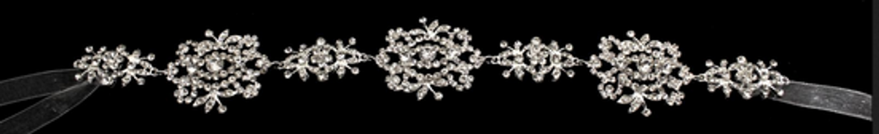 Noelle & Ava Collection - Rhinestone lacy flowers & 4 small flowers belt/hair band - 33