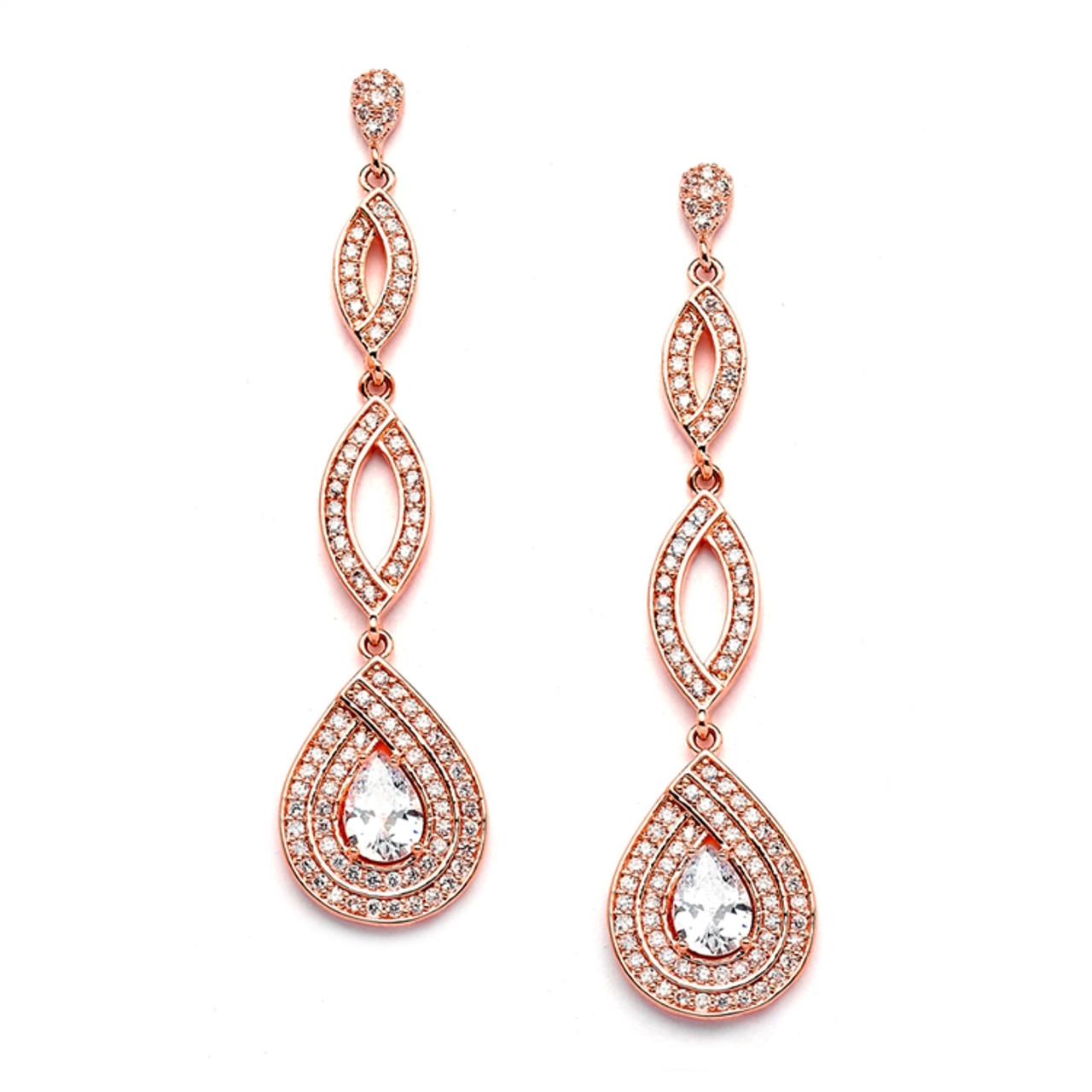 Mariell Rose Gold Micro Pave Cubic Zirconia Teardrop Wedding