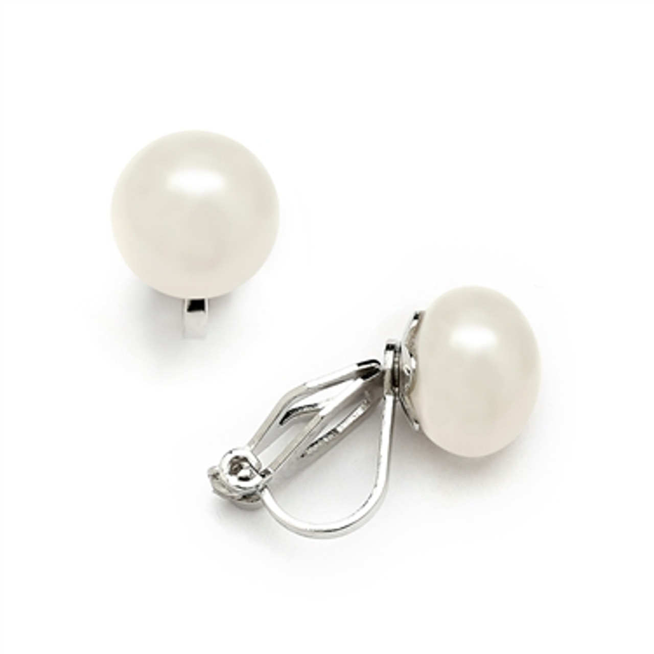 Mariell Clip-On Ivory Pearl Stud Earrings - Glass Based Shell Pearls ...