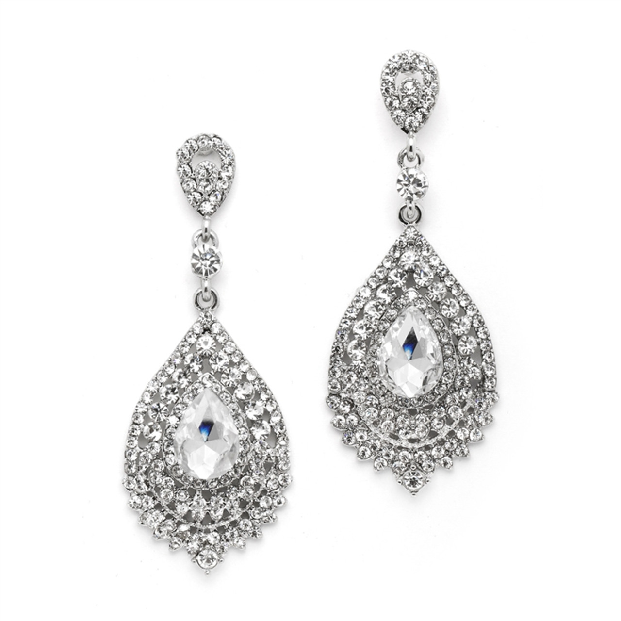 Mariell Dramatic Crystal Statement Earrings 4529E-CR-S