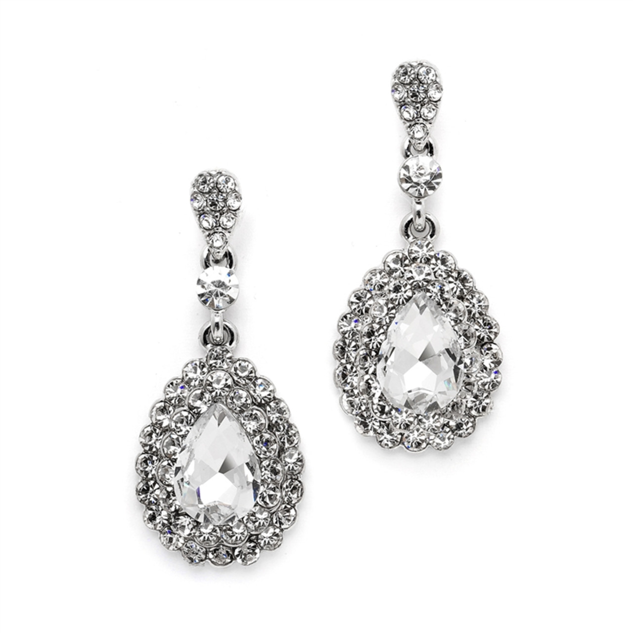 Mariell Dimensional Crystal Dangle Earrings for Brides or Proms 4534E-CR-S