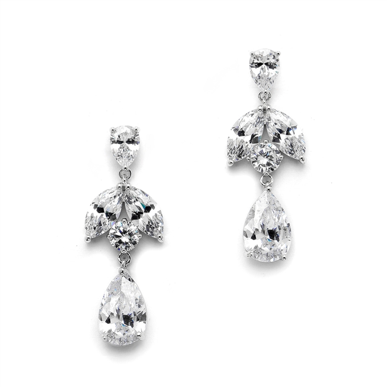 Mariell Great Value CZ Drop Earrings with Pearls and Marquise  4537E