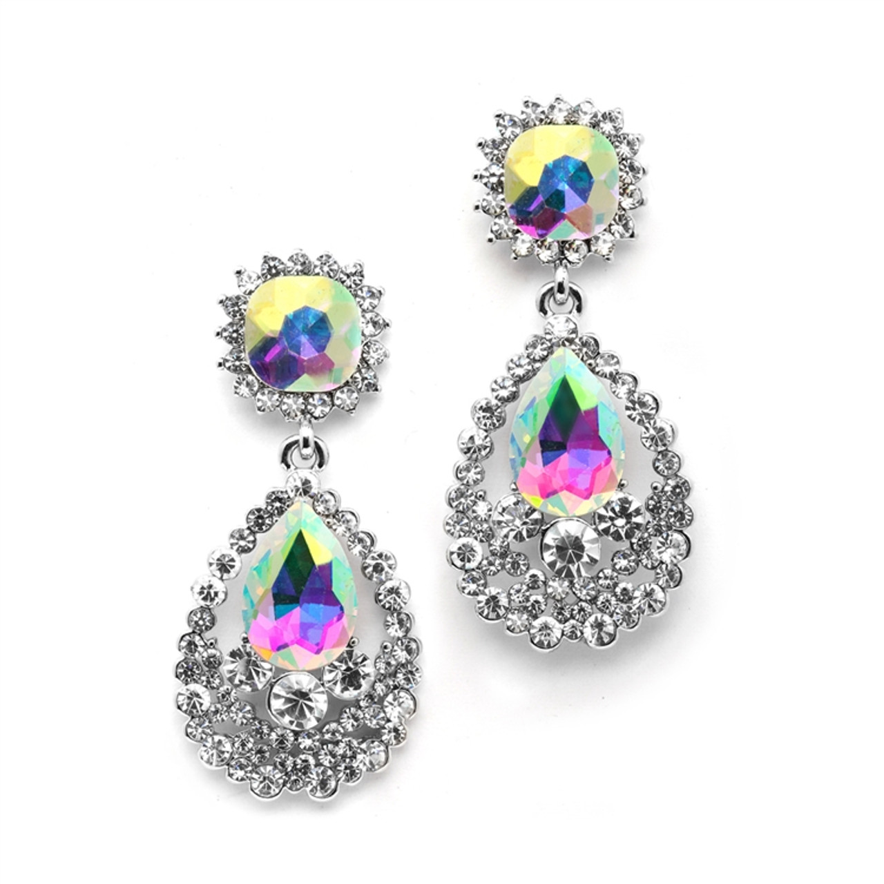 Mariell Glamorous AB Statement Earrings with Bold Dangle  4536E-AB-S