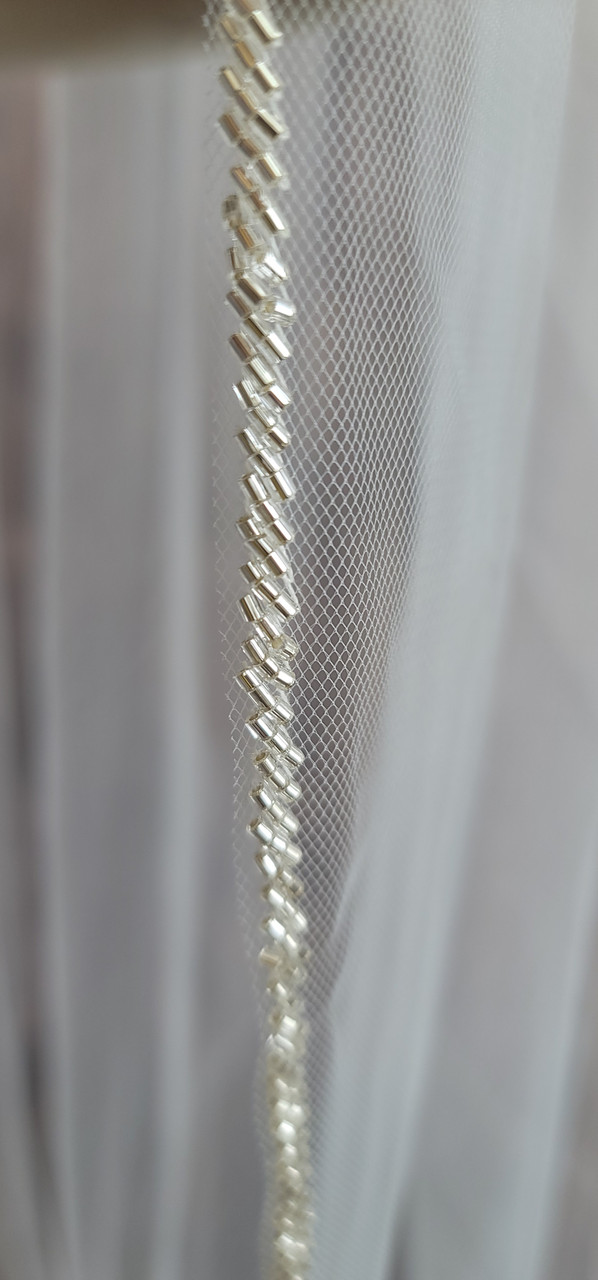 Noelle & Ava Collection -  120 Inches - Tightly Sewn Shiny Bugle Bead Triplet Edge - Royal