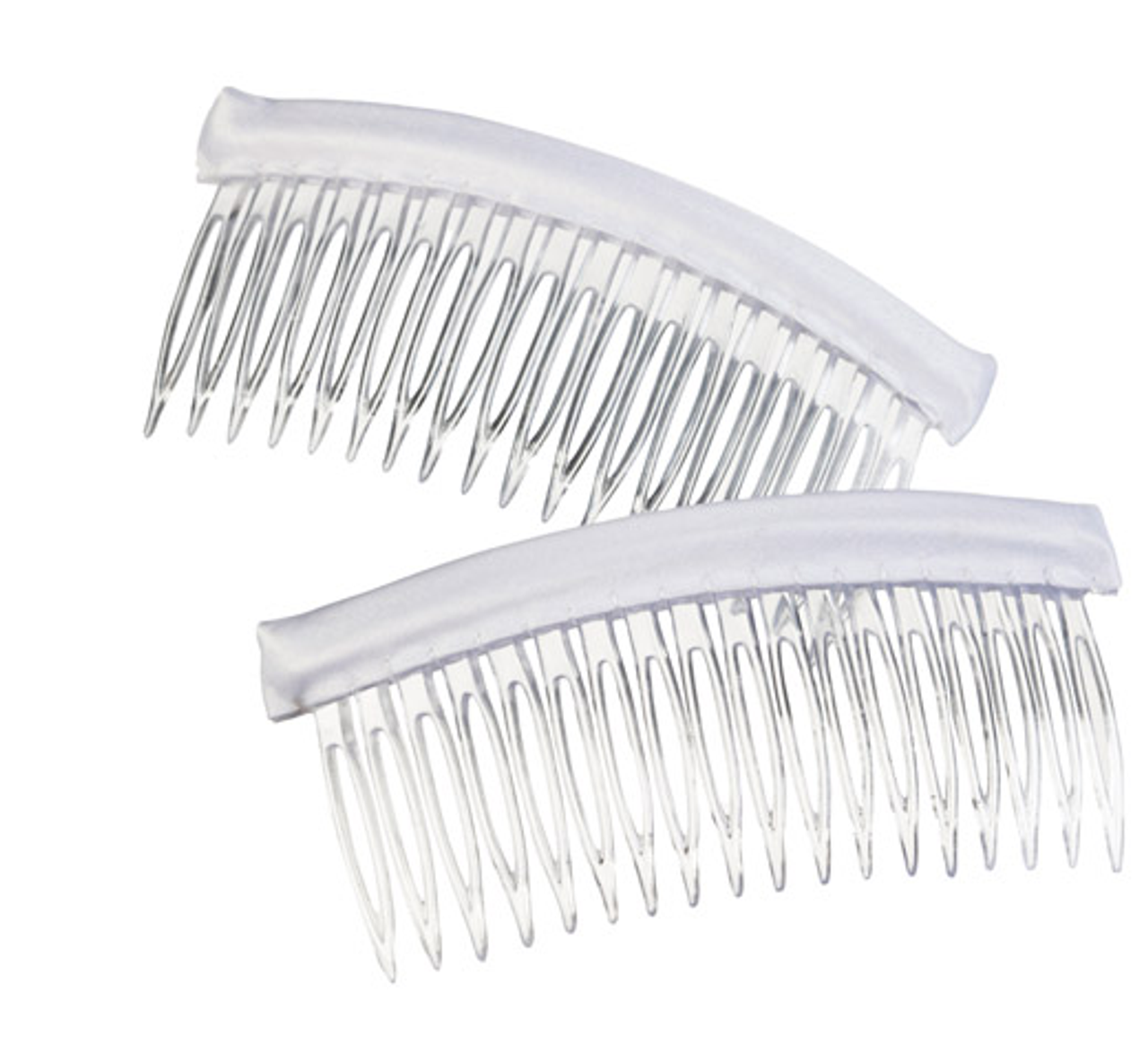 White Satin Edge - Hair Combs  - 4 x 2 inches