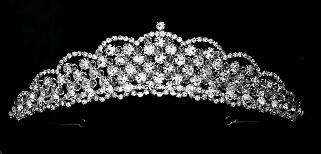 Noelle & Ava - Blizzard Magnificent Tiara Of Interwoven Crystals And Rhinestones Enclosed In RS Arches And Arcs