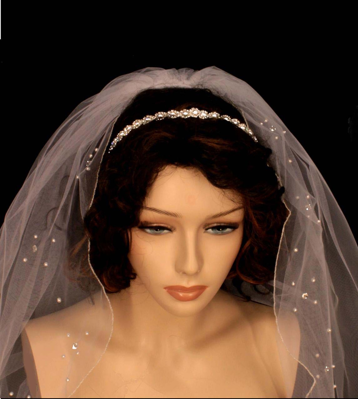 Noelle & Ava - Vigorously Glowing Head Band Of Repetitive Rhinestone Flower Patterns