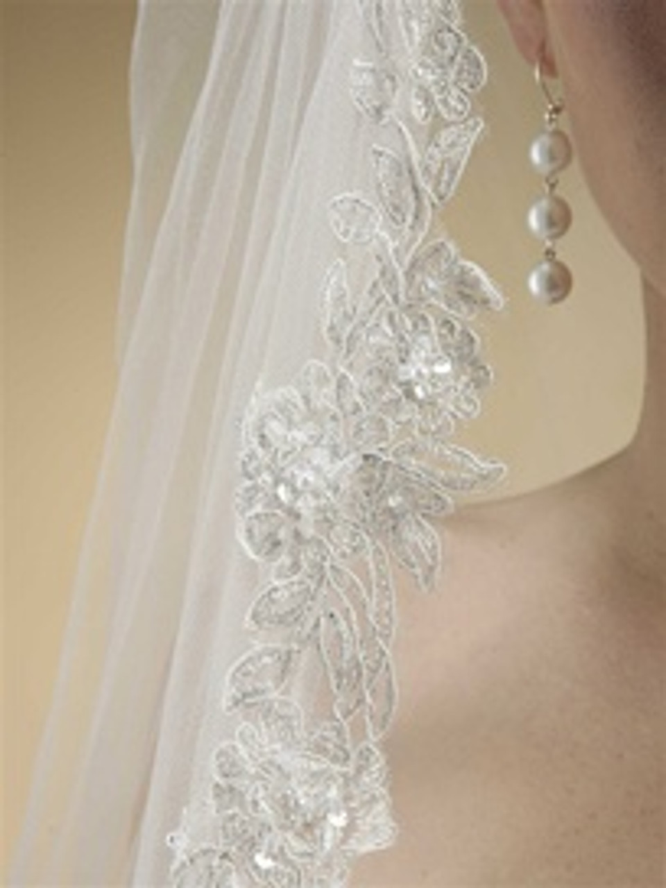 Alencon Lace Embroidered Mantilla Wedding Veil