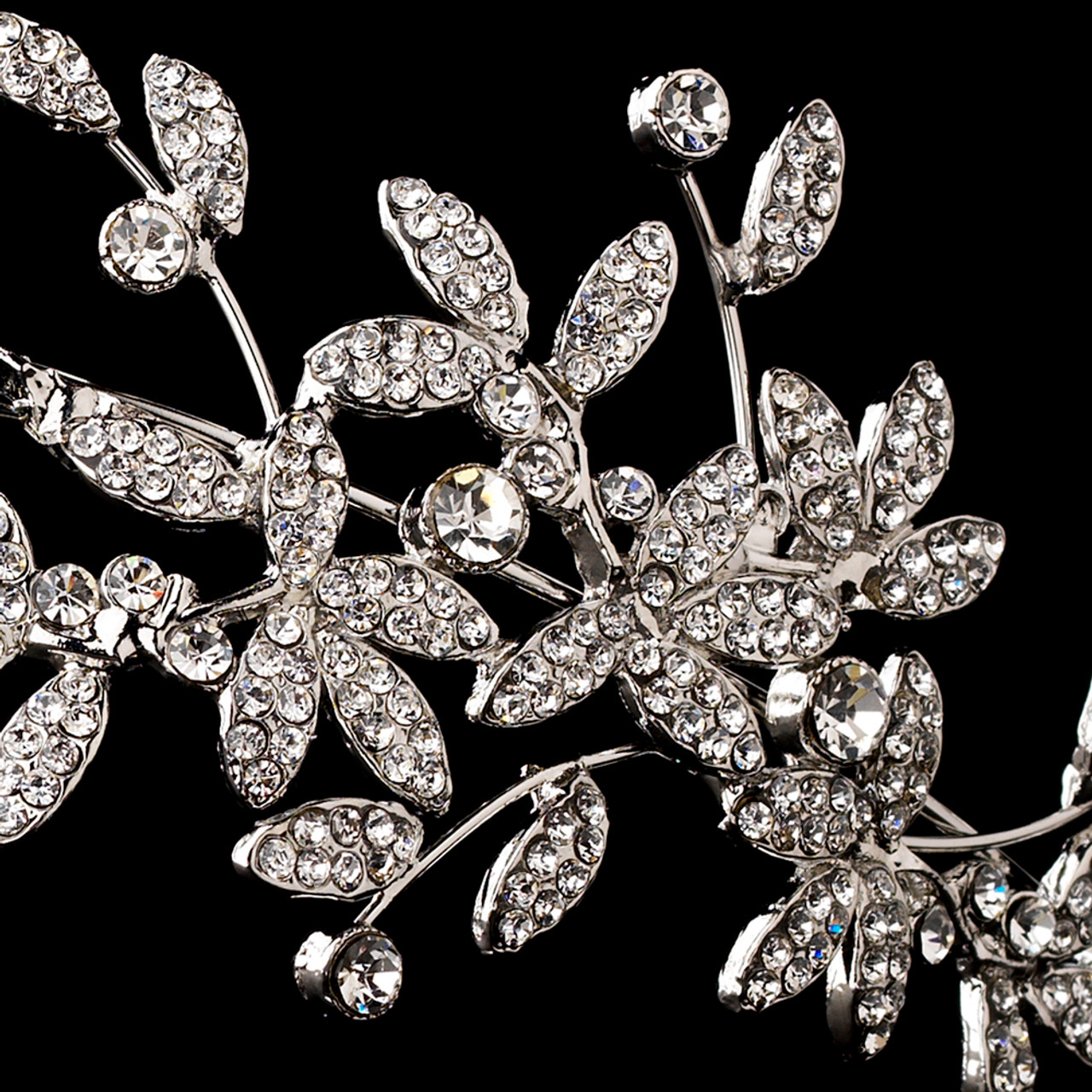 Vintage Side Accented Bridal Vine Headband w/pave rhinestones