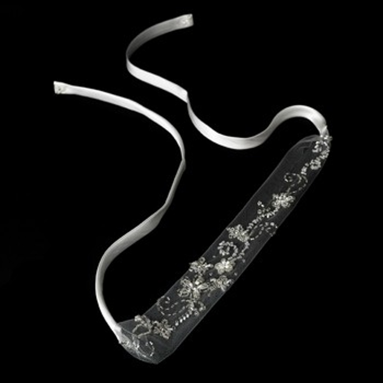 Beautiful White Netted Ribbon Bridal Headband HP 008