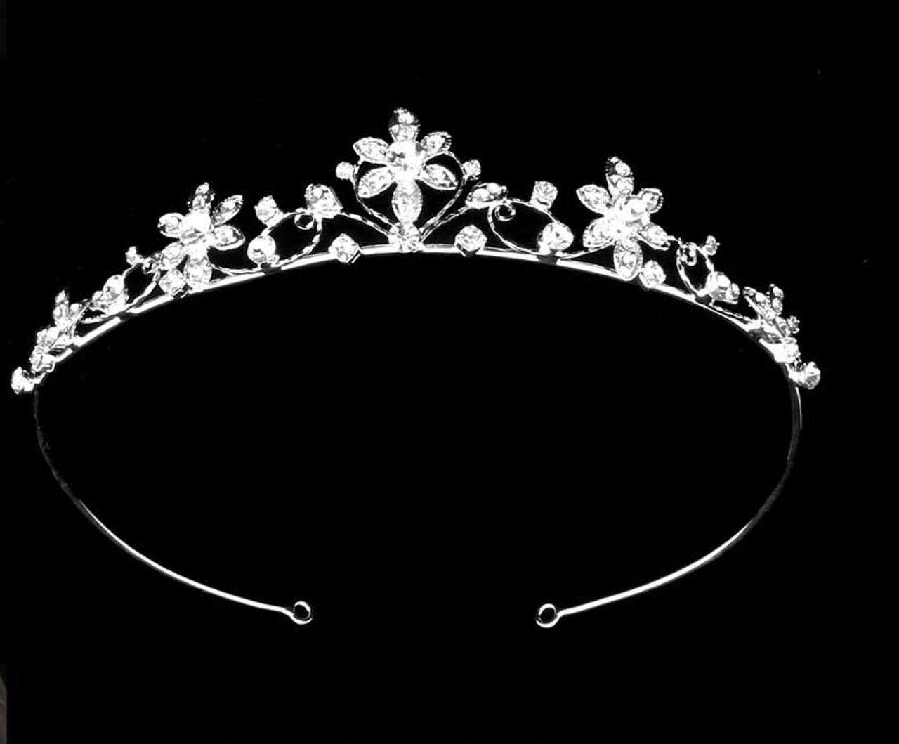 Noelle & Ava - Dramatic Sparking Rhinestone Tiara Of Stacked Encrusted Curly Twirls With Eyes