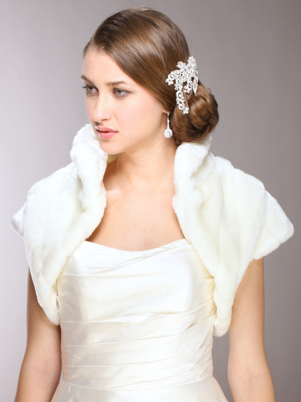 white fur jacket wedding