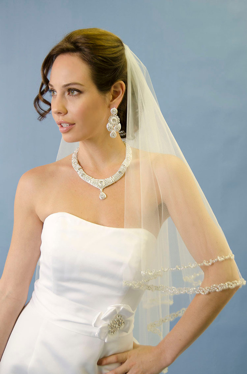 Ansonia Bridal Veil Style 259- Two Tier Beaded Edge Veil
