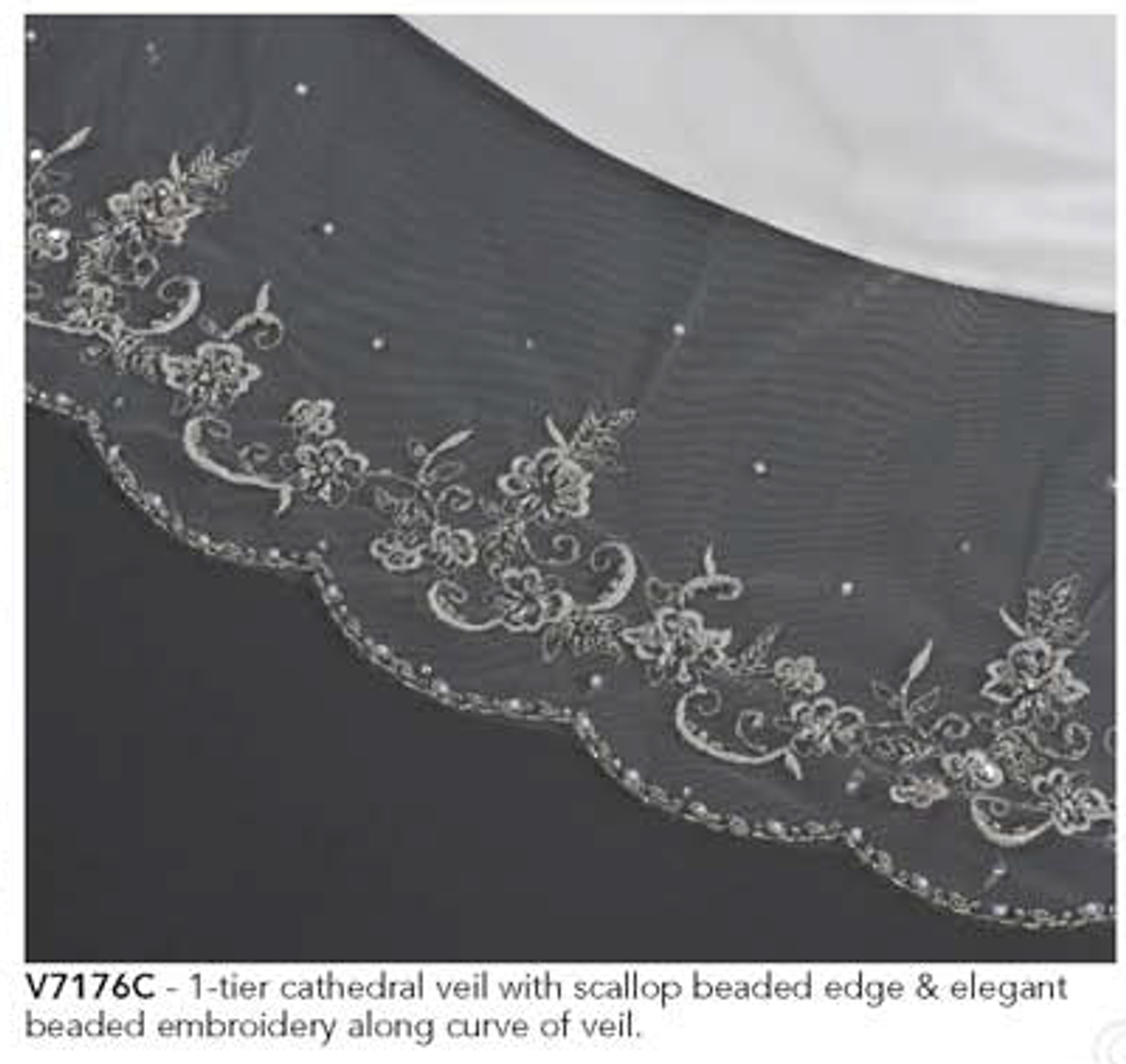 5 YARDS / Elea Silver Clear Sequin Beaded Embroidery Black Tulle