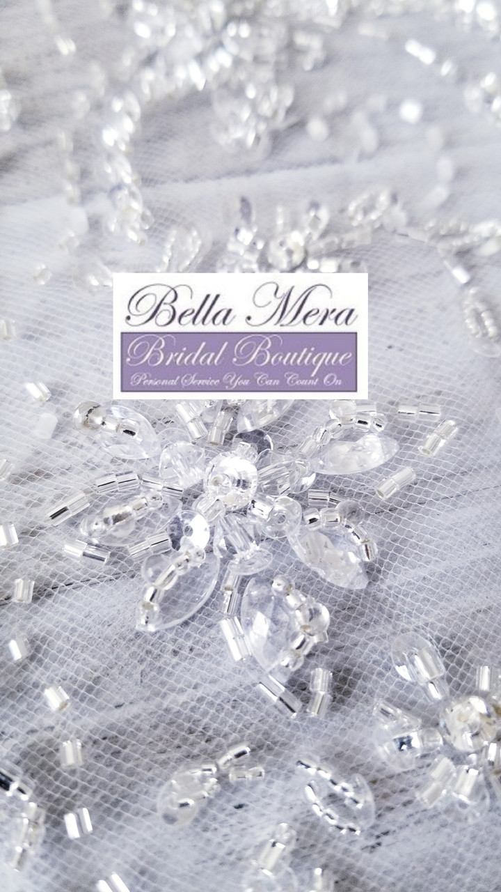 Noelle & Ava Collection - 120 Inches - Scallop Cathedral Veil with Beads, Bugles and Sequins 
